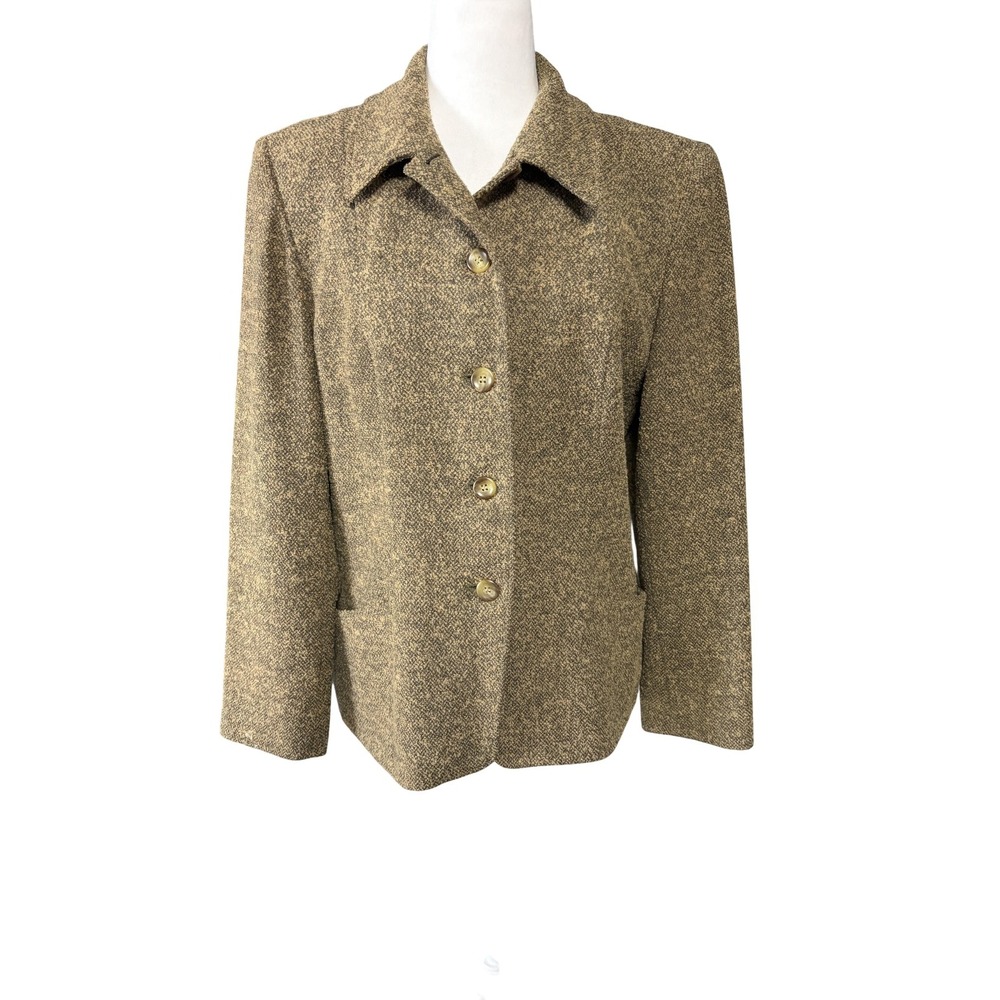Pendleton Blazer Womens 10 Brown Wool Nylon Boucle 4 Button Lined Made USA